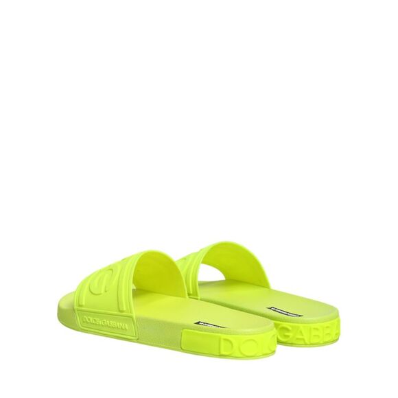 Dolce & Gabbana Green Rubber Slides Sandals Beachwear Men\'s Shoes